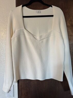 Abercrombie & Fitch Cream Ribbed Knit Top